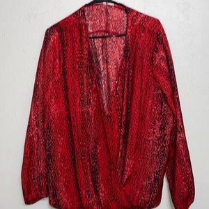 Cato snake print faux wrap blouse